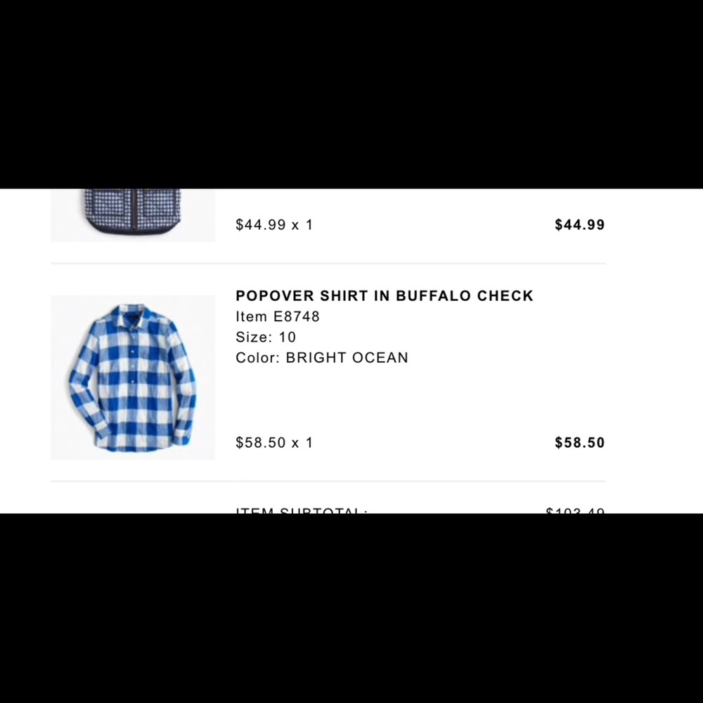 J crew buffalo check popover.